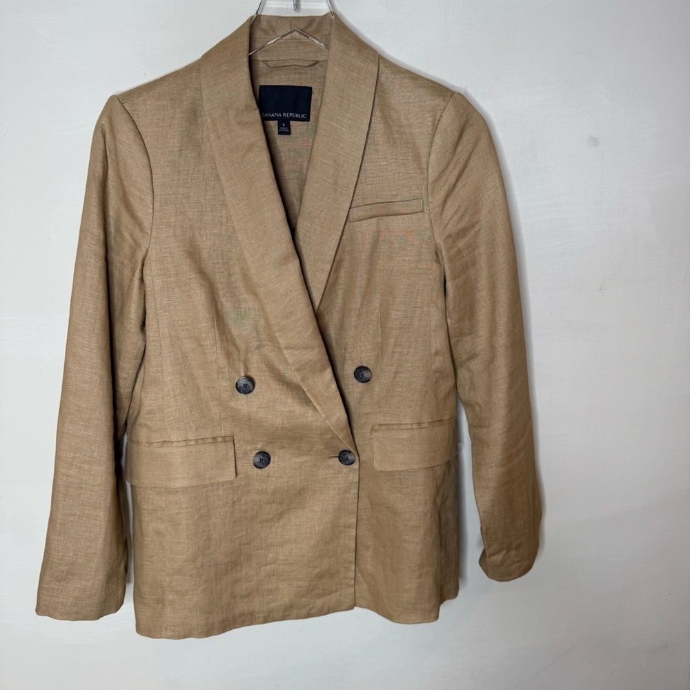 BANANA REPUBLIC ICED LATTE 100% LINEN BLAZER size 4 - Picture 3 of 12